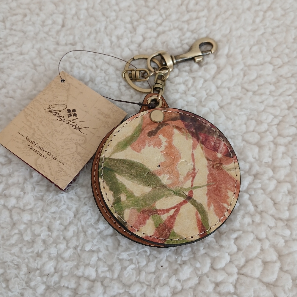 Patricia Nash Liscia Leather Mirror Key Fob NWT